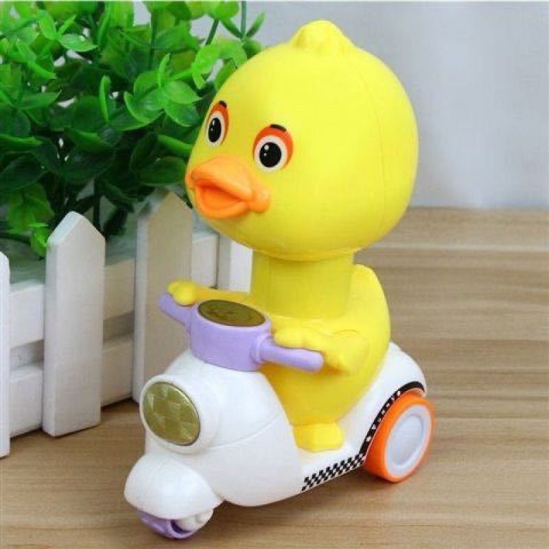 无需电池按压回力黄鸭儿童玩具车男孩1-2-3岁宝宝小孩惯性小汽车 小黄鸭回力车-紫色