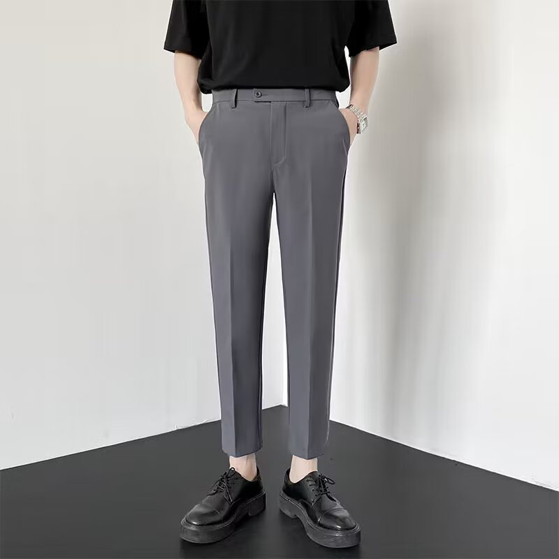 卡度顿 西装裤子男韩版潮流春秋港风修身九分西裤垂坠感潮牌小脚西裤