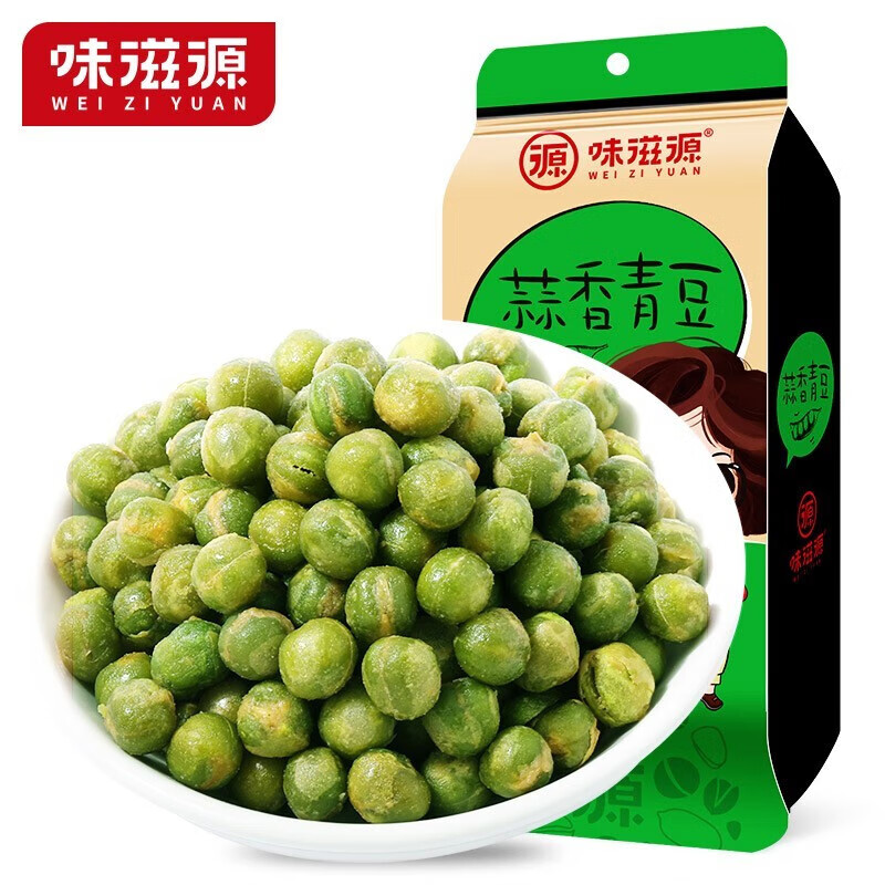味滋源 每日堅(jiān)果炒貨干果孕婦零食休閑零食 宅家小點(diǎn)心-5 蒜香青豆120g X2袋 1件