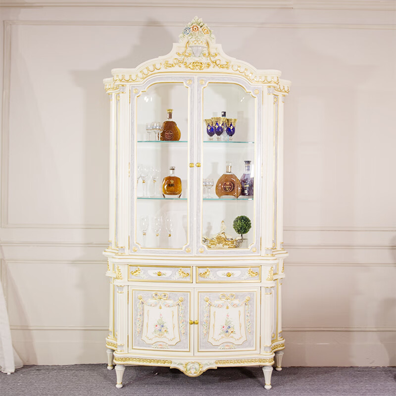 欧界金其利家具意大利奢华四门酒柜欧式新古典法式彩绘展示高柜定制