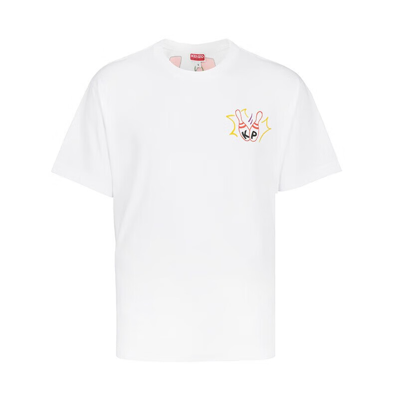 品牌logo保龄球印花时尚棉质男士短袖t恤礼物 白色 s