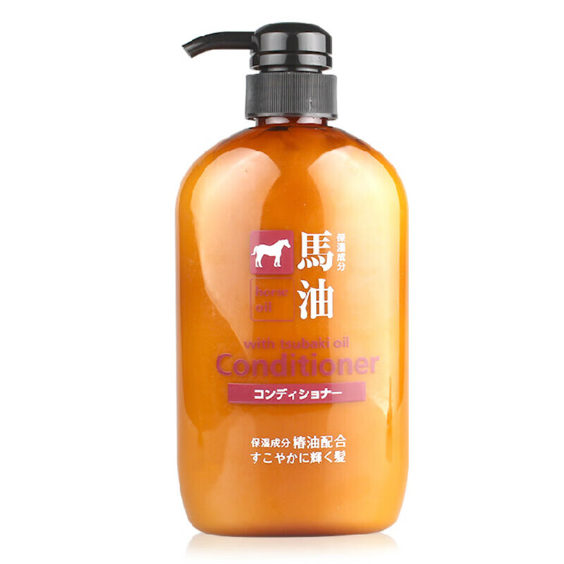 日本进口 熊野油脂(Horse oil) 无硅油马油 滋养修护 轻盈柔顺 马油护发素600ml