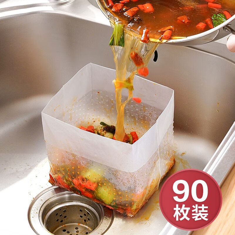 家の物语（KATEI STORY）日本自立式垃圾袋沥水袋厨房一次性水槽过滤网袋剩饭菜渣袋防堵塞 水槽垃圾过滤网90枚