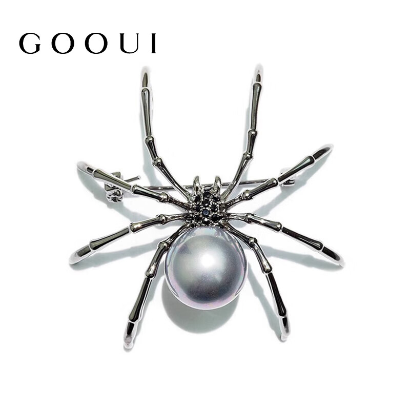 gooui品牌蜘蛛胸针高档女复古防走光别针西服胸花女领针扣徽章奢侈