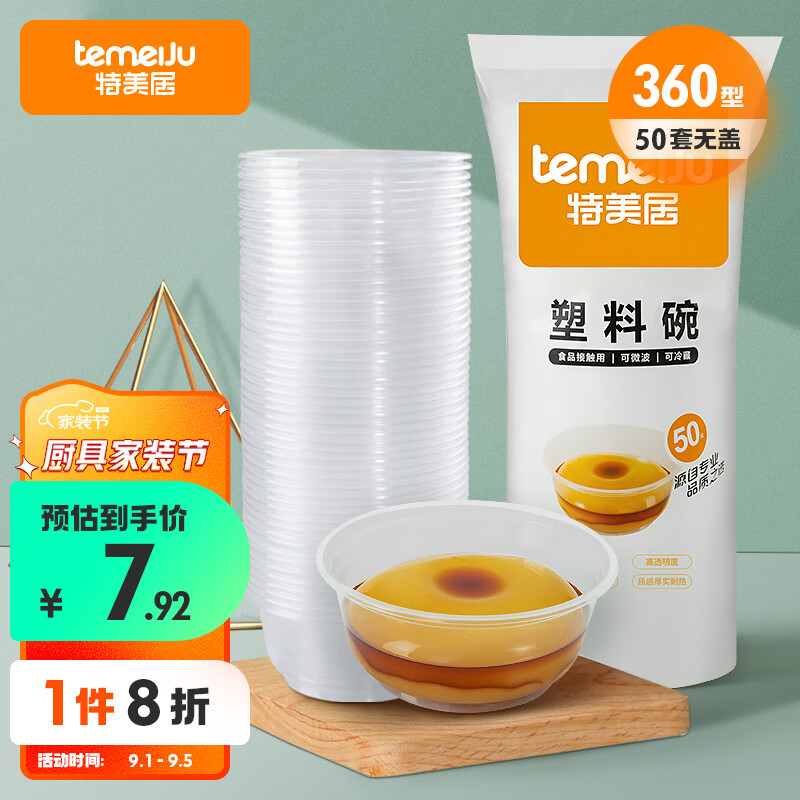 特美居一次性饭盒圆形吸塑快餐盒加厚打包盒透明汤碗不带盖50只装360ml怎么样,好用不?