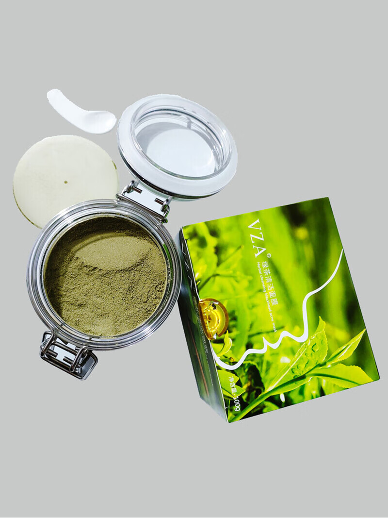 VZAVZA绿茶清洁面膜绿膜撕拉绿茶植物嫩肤细腻肌肤深层清洁100g 1瓶 送面膜1盒