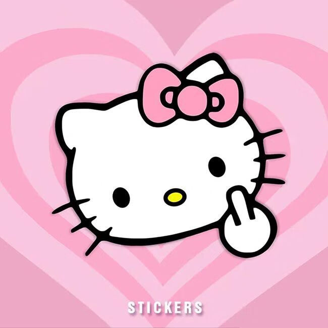 kitty卡通可爱贴个性车身遮挡划痕电动车摩托装饰防水 kt猫竖中指12*