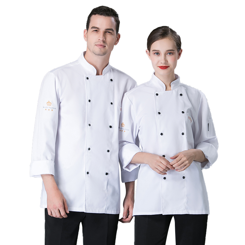 AETEL廚師工作服長袖廚房服男女西餐廳廚衣飯店廚師服秋冬裝可現(xiàn)做logo