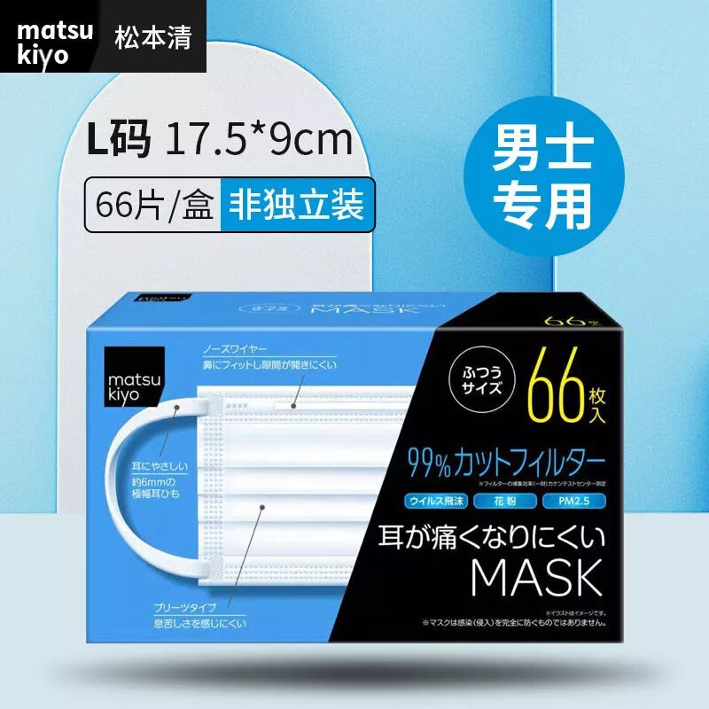 泰有心 日l本松本清口罩matsukiyo一次性三层防飞沫无纺布夏季透气薄