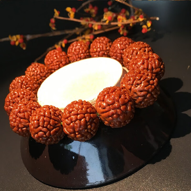 潘生生尼泊尔金刚菩提爆肉黄皮原籽五瓣罕见高密荔枝纹文玩手串 佛珠