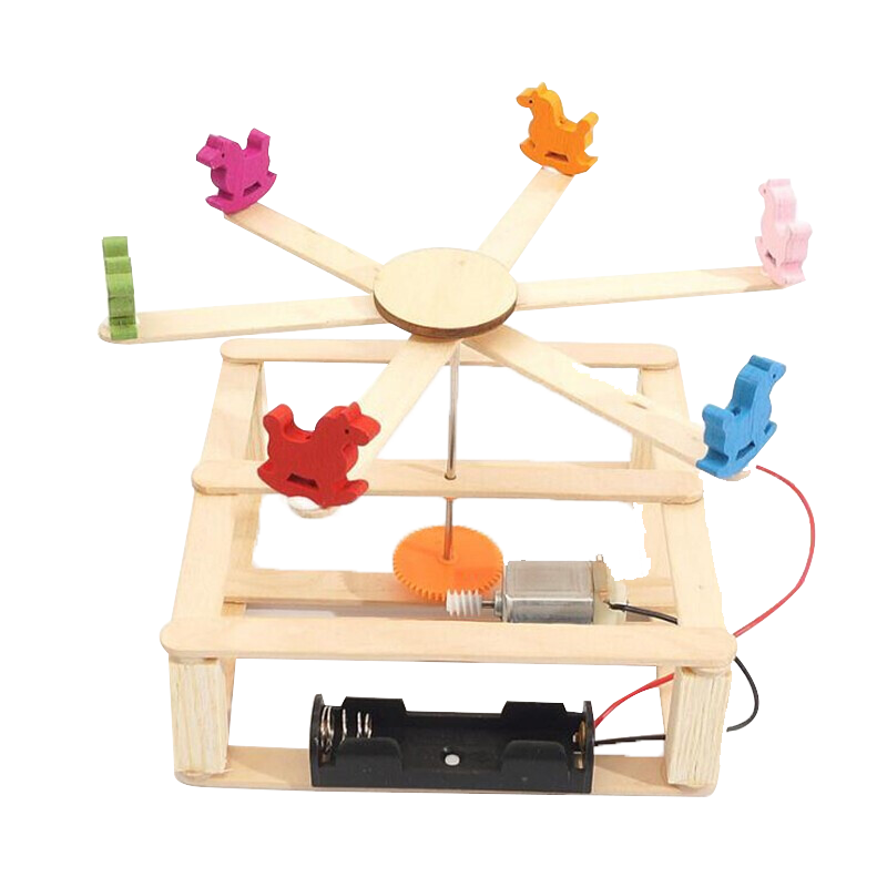 科学小实验套装 diy科技小制作手工拼装动手steam玩具 中小学生实验发明作业比赛 旋转木马