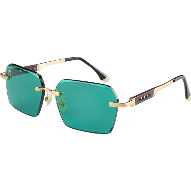 貝萊克杰（Barackjie）真石頭墨綠水晶眼鏡男水晶石太陽(yáng)鏡墨鏡綠色無(wú)框高清舒適老人眼鏡 墨綠原礦真水晶/高清太陽(yáng)鏡