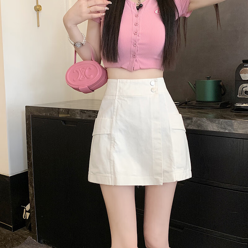 花馆春夏季女生牛仔裙半身裙女短款女士半截裙不规则牛仔女春季高腰