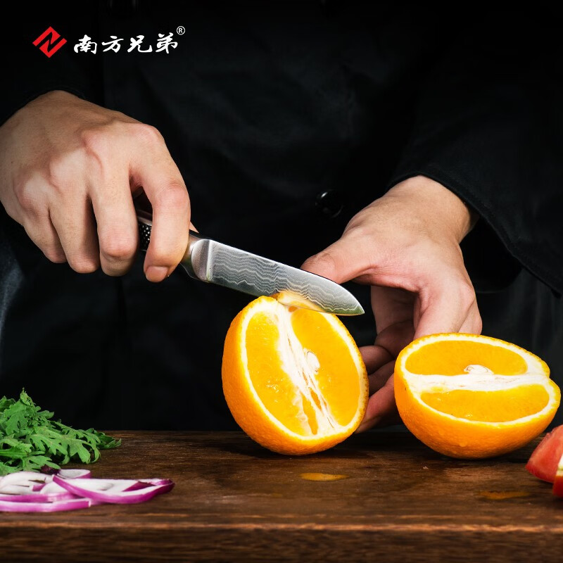 南方兄弟大马士革钢菜刀组合套装 切片刀三德刀高硬全钢一体家用料理厨刀 水果刀