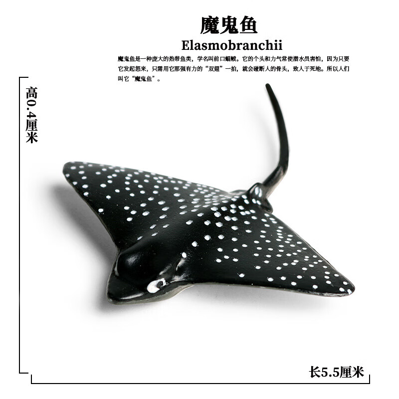 oenux仿真大魔鬼鱼海洋动物模型儿童认知玩具瑶鱼鲼鱼蝙蝠鱼老板鱼