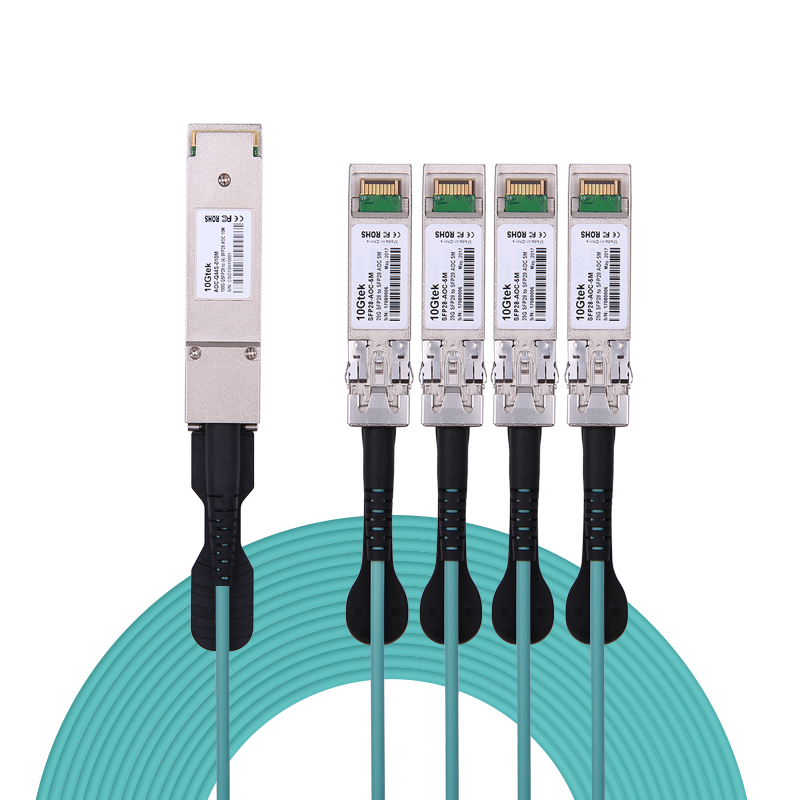 万兆通光电万兆SFP+AOC有源光缆 10G线缆 QSFP28堆叠线 100G直连线 25G光纤线  40G光缆 【40G一分四】QSFP to 4xSFP+ 2米