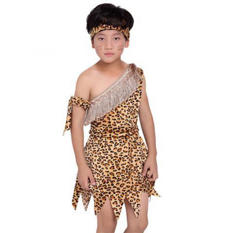 猎人大王野人豹纹非洲人演出服巡山男款