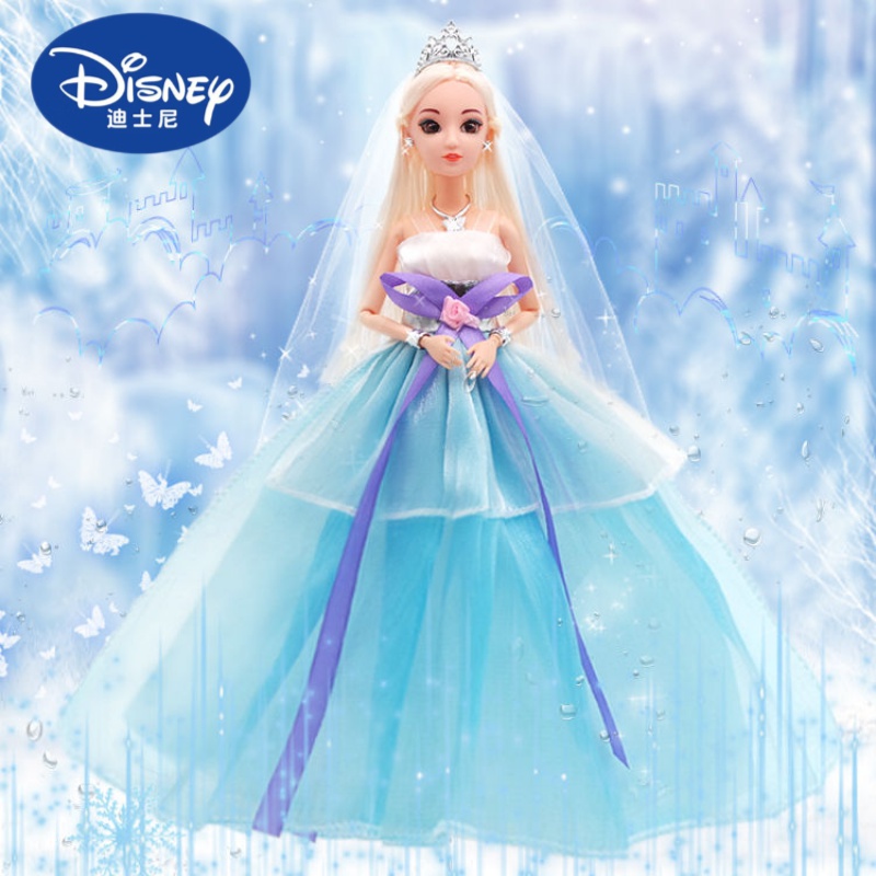 迪士尼3d真眼换装芭比娃娃女孩玩具冰公主芭比娃娃礼盒芭比娃娃洋娃娃