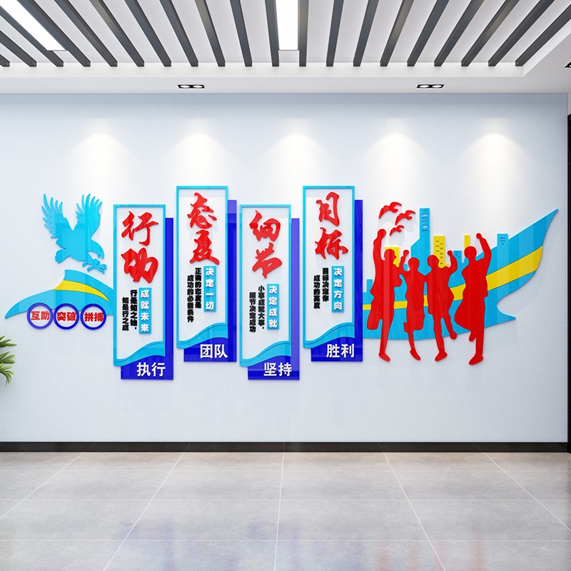 墙贴办公室装饰公司会议室企业团队文化背景墙面装饰 态度细节(01款)
