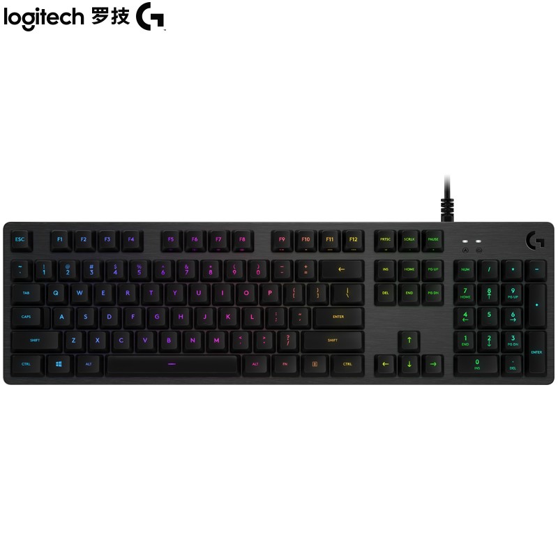 罗技（G）G512游戏机械键盘 有线 全尺寸104键 铝合金面板 RGB背光键盘 绝地求生英雄联盟 L轴 类红轴