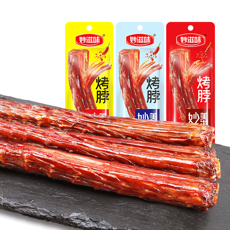 妙滋味 烤脖风干手撕鸡脖卤味熟食辣味零食非鸭脖整根40g*10根香辣味