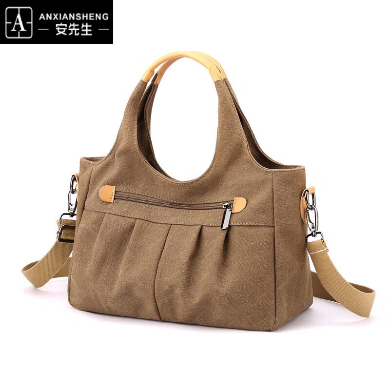 安先生 2023新款女士通勤帆布拎包大容量上班手提包大气时尚单肩包