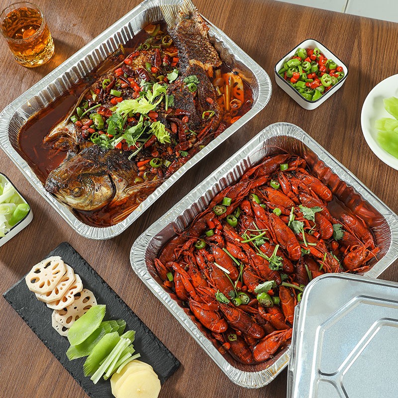 烤乐仕烤鱼打包盒外卖可加热烧烤龙虾锅一次性烤鱼盘子野餐盒 3500