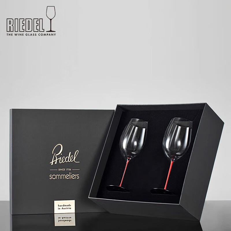 醴铎RIEDEL奥地利进口红领结系列无铅水晶手工杯勃艮第杯红酒杯礼盒装 2支礼盒装 1050ml