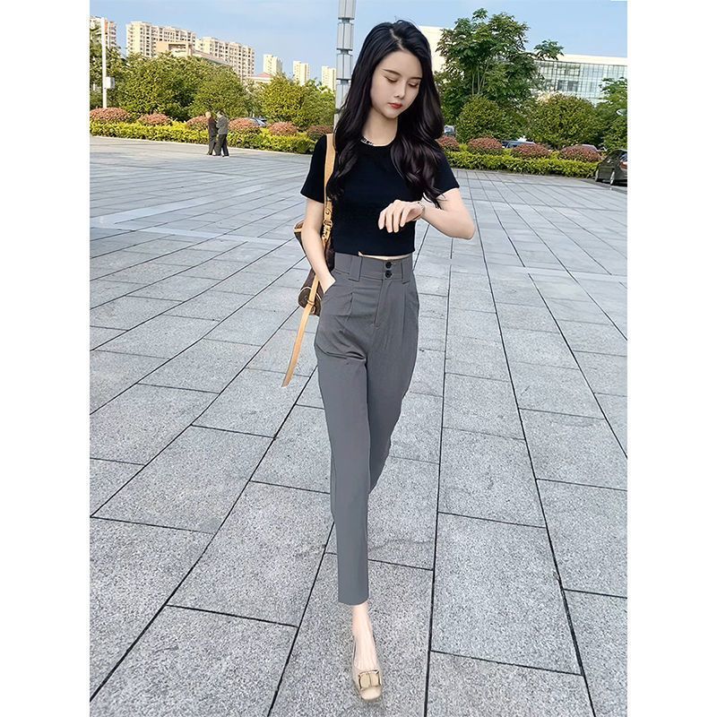 黑上衣 灰色裤子【套装】 s