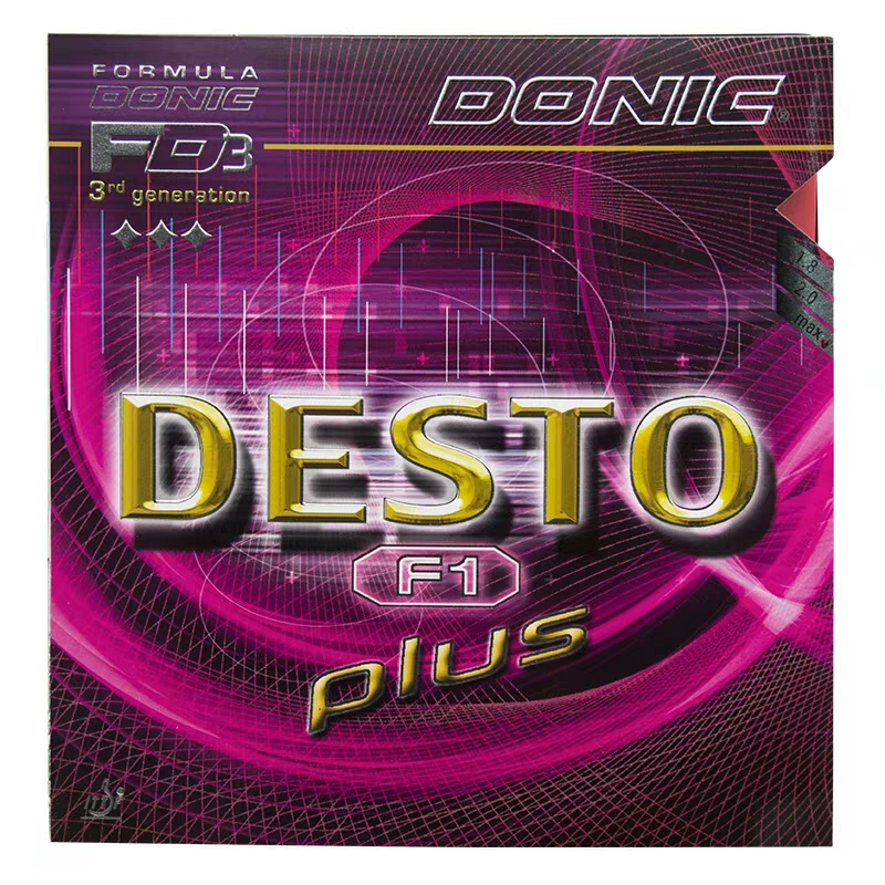 DONIC多尼克F1 PLUS加强升级13016内能乒乓球胶皮球拍徳士途DESTO 红色 2.0