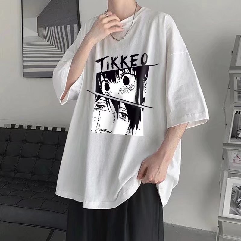 印花男短袖夏季ins潮牌百搭嘻哈宽松t恤上衣潮流个性痞帅新款半袖胖子