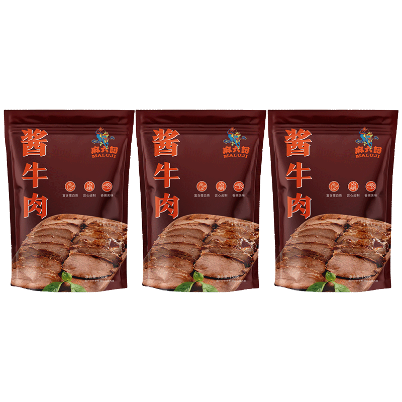 麻六記醬牛肉即食牛肉速食代餐開袋方便即食鹵牛肉早餐休閑零食 醬牛肉 150g *3
