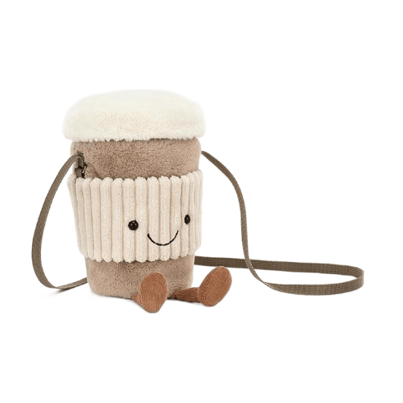 Jellycat咖啡杯斜挎包礼物送女友旅行配件包拉链包A4COFB奢侈品潮牌 BEIGE/A4COFB H9 X W5英寸