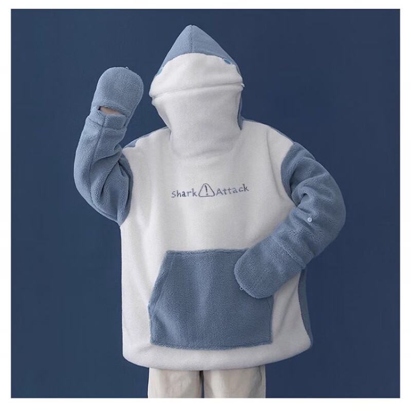 洪瑞柏i人社恐卫衣自闭鲨鱼男女秋冬加厚设计感小众新款情侣装日常