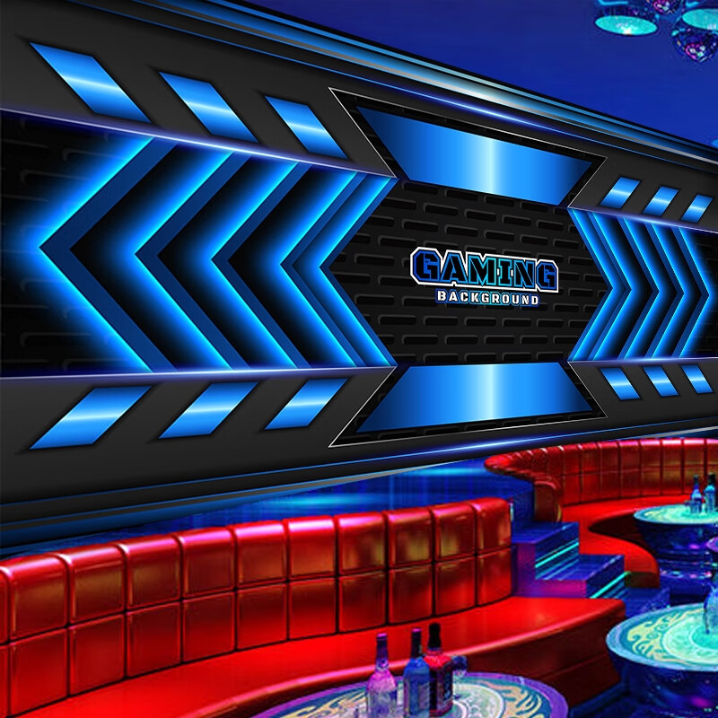 乐舒电竞房装饰 科技感3d墙纸仿发光酒吧ktv房间包厢墙面装修壁画网吧