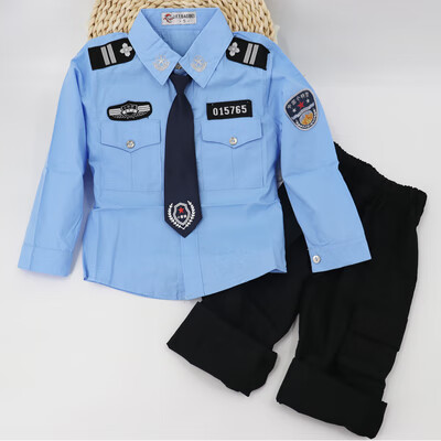 儿童公安套装衣服套装玩具枪女男孩3-6-9岁声光玩具枪装备夏 长袖长裤