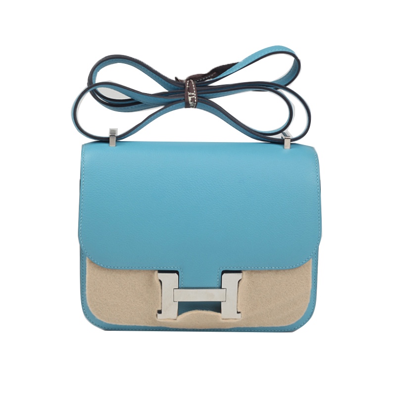 【二手99新】爱马仕康康19 p3北方蓝evercolor皮d刻斜挎包单肩包b5076