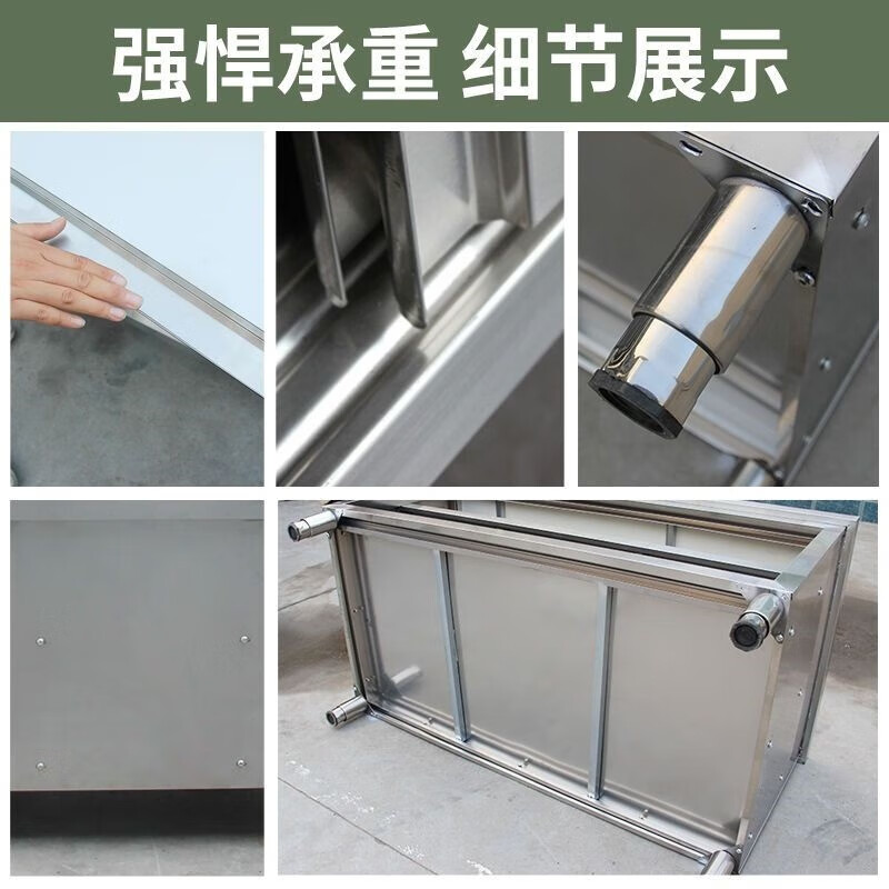 析沐家用不锈钢拉门工作台厨房桌子打荷操作台切菜台面按板柜置物柜 组装款长180宽60高80cm双通