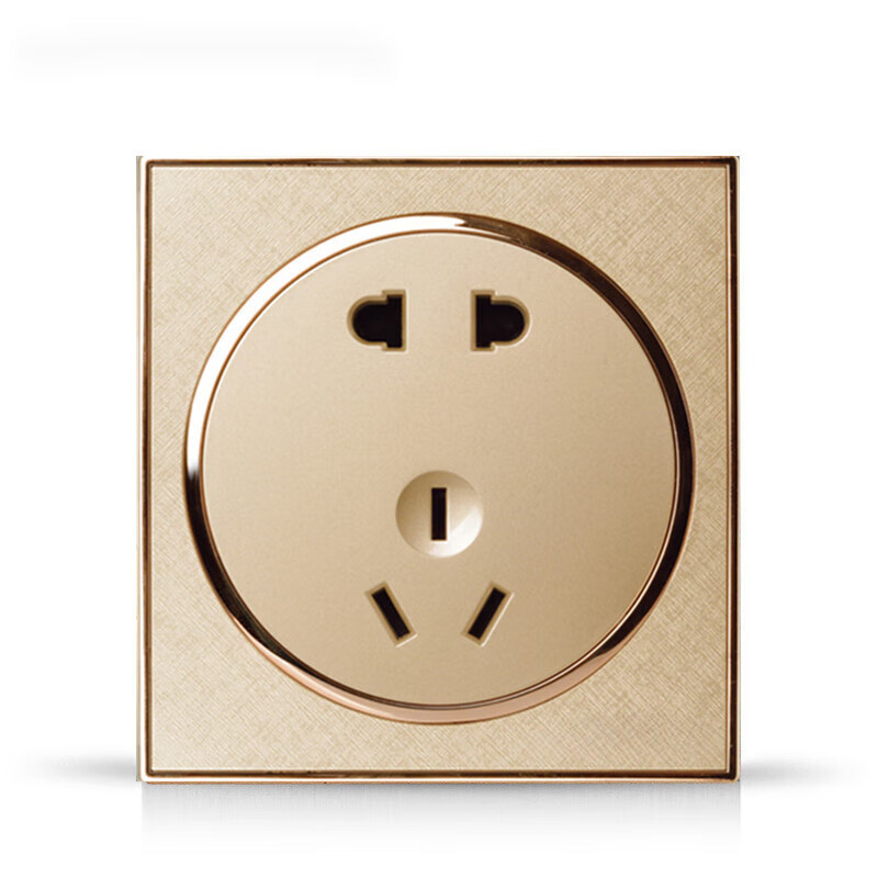 杜鲁蒙电工香槟金色二三插座双控面板86型五孔电源暗装开关插座套餐