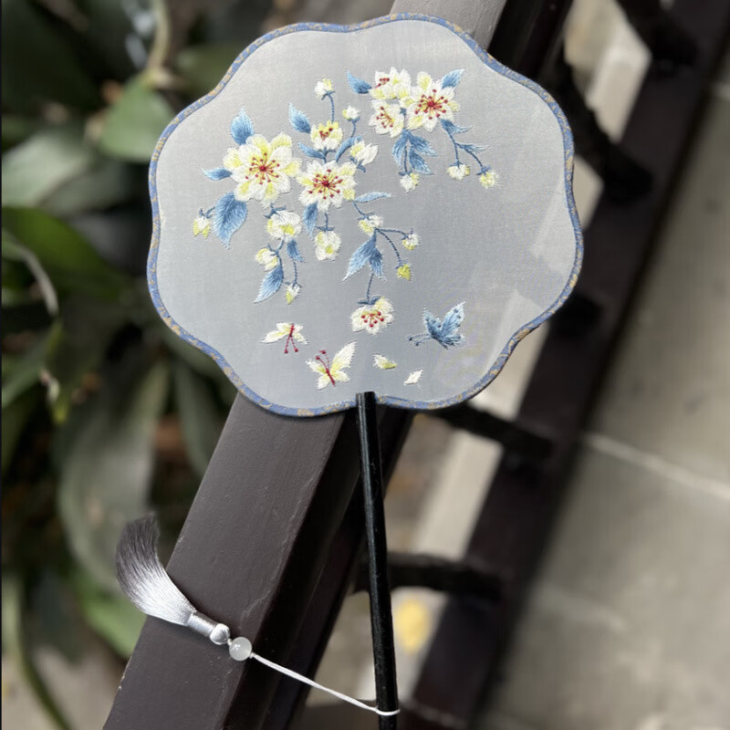 古风团扇子舞蹈扇古典舞扇子双面绣团扇舞蹈专用 双面绣-八瓣-山茶花