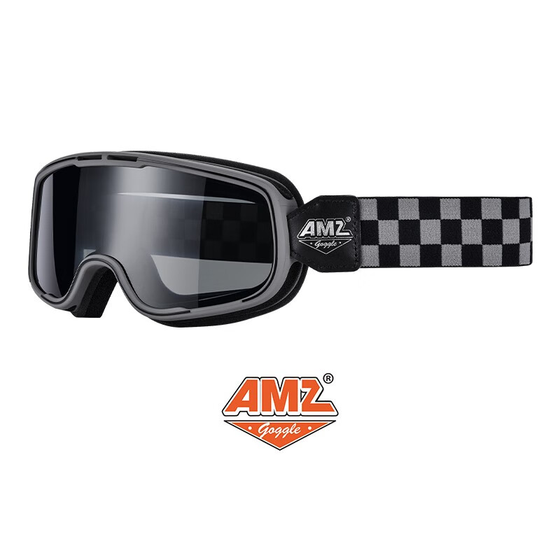 AMZ摩托车复古风镜3/4头盔男女通用护目镜机车骑行眼镜全盔防护镜 摩天灰茶色（茶色+透明镜片）