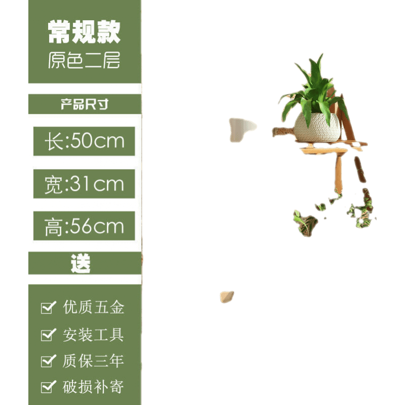 斯驼尔 花盆架子花架置物架客厅室内实木落地式简约悬挂多肉现代阳台绿萝 原色【折叠花架】二层50