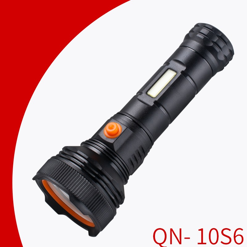 晴牛QN-10S6强光带侧灯LED手电筒USB充电家用户外高亮应急照明灯 10S6