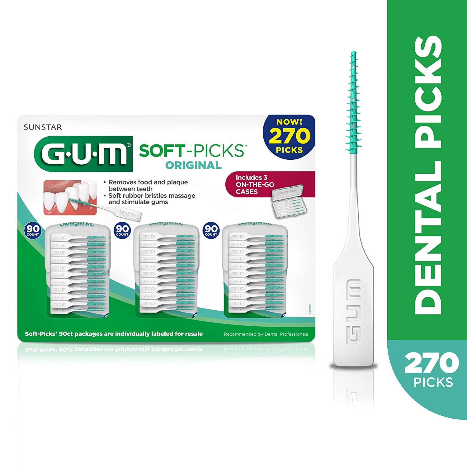 原装全仕康GUMSoft-Picks牙缝刷270支牙签线含便携盒