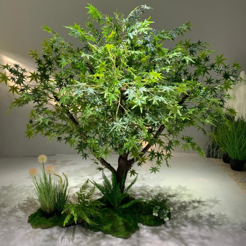 一木代传 仿真绿枫树枫叶树大型室内绿植造景红枫树装饰假树橱窗楼梯