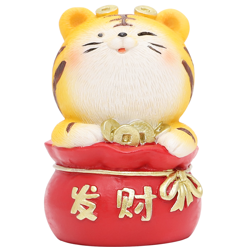 拜年老虎摆件创意家居装饰品小客厅办公室桌面国潮虎新年生肖礼物 拜年虎摆件-福到了【实物图请看第二张】