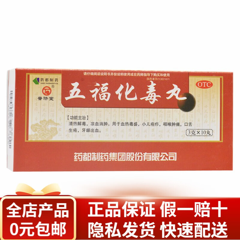 普济堂 五福化毒丸 3g*10丸/盒  rk