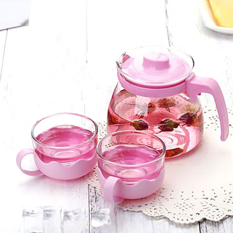 小皮鼠泡茶壶水壶花茶壶加厚水杯茶具耐用家用套装 一壶+2杯