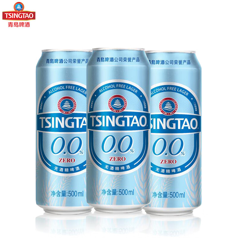 青岛啤酒（Tsingtao）无醇麦汁度5°(0.0%）整箱装 500ml*12罐