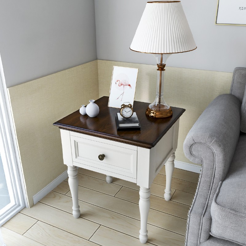 anya)美式边几实木边柜小方桌角几茶几边桌简约方几柜客厅家具白蜡木